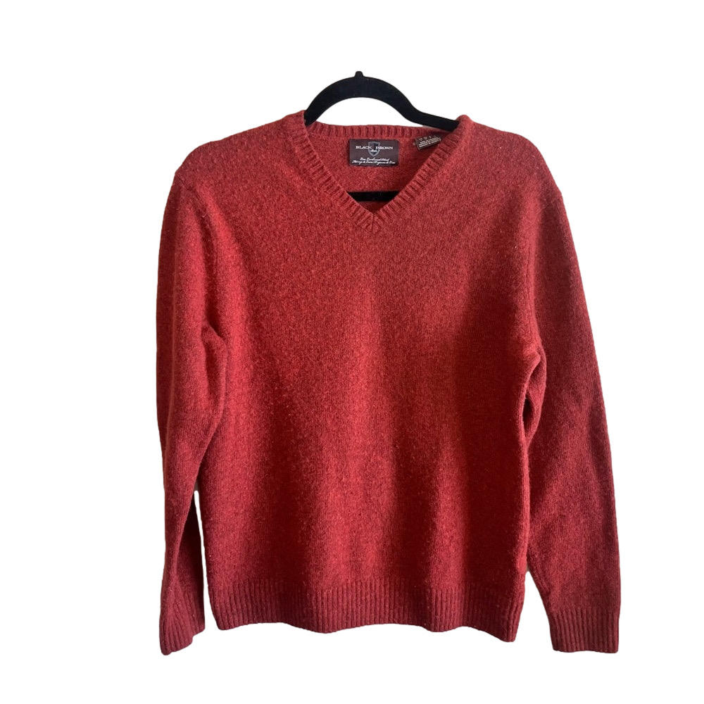 Black Brown 1826 Men’s Lambswool Blend V-Neck Sweater Large